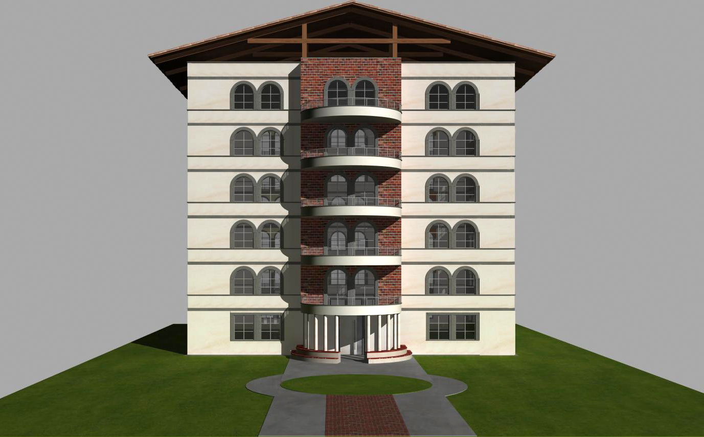 Progetto palazzina per residenze con elementi in stile tradizionale