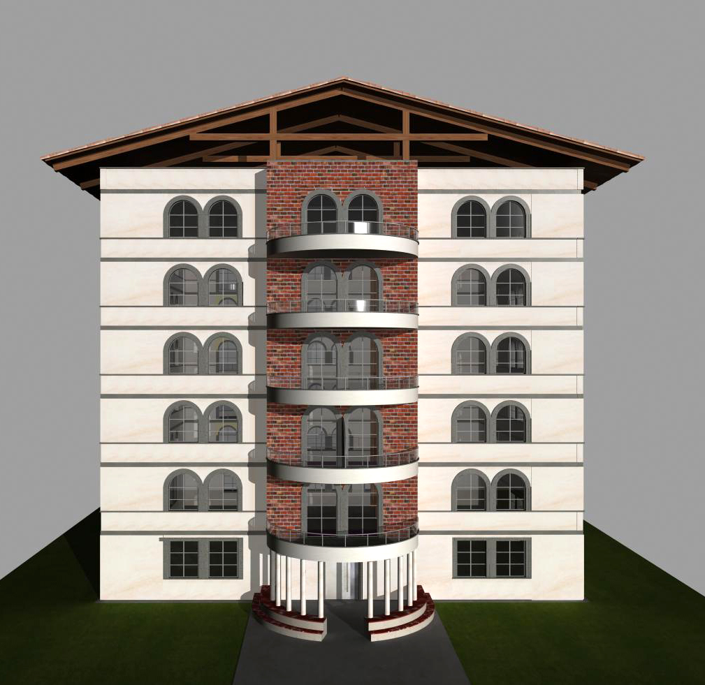 Progetto palazzina per residenze con elementi in stile tradizionale