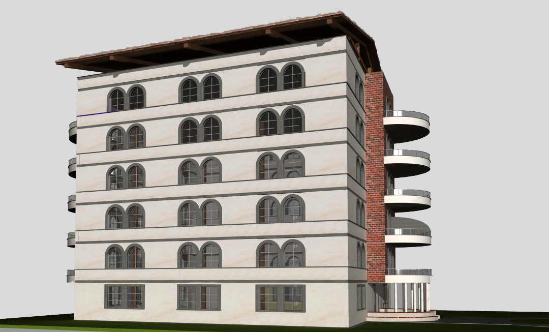 Progetto palazzina per residenze con elementi in stile tradizionale