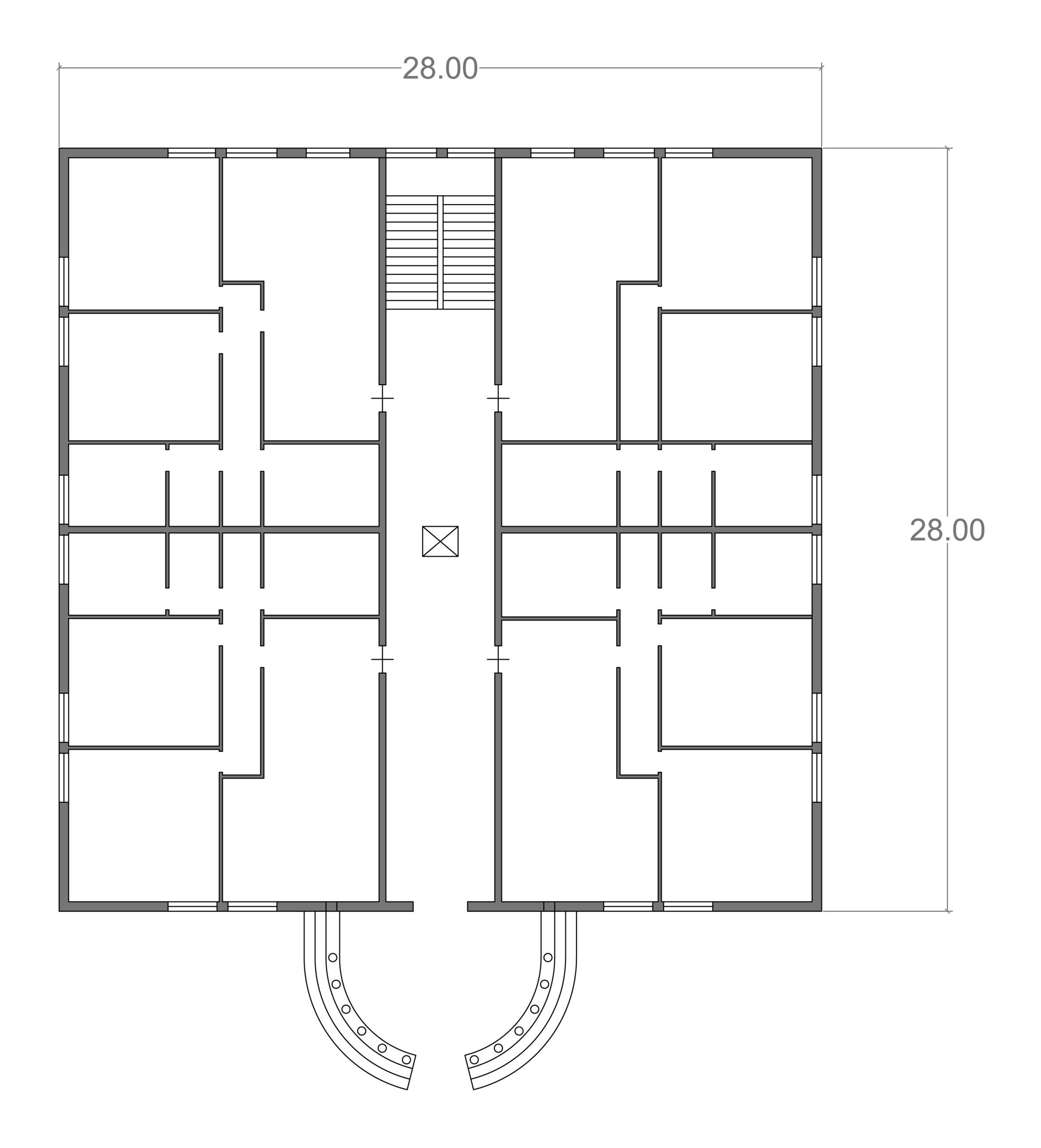 Progetto palazzina per residenze con elementi in stile tradizionale - Piano Terra