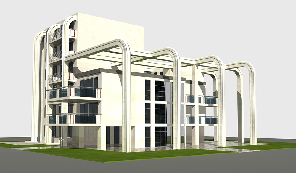 Design modern buildings with residences, offices and shops