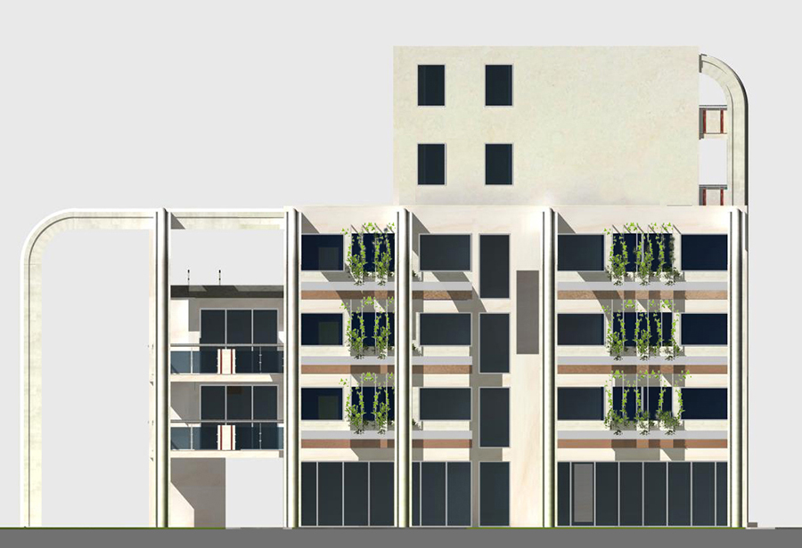Design modern buildings with residences, offices and shops