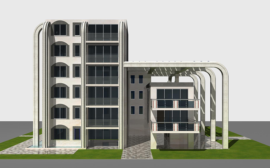 Design modern buildings with residences, offices and shops