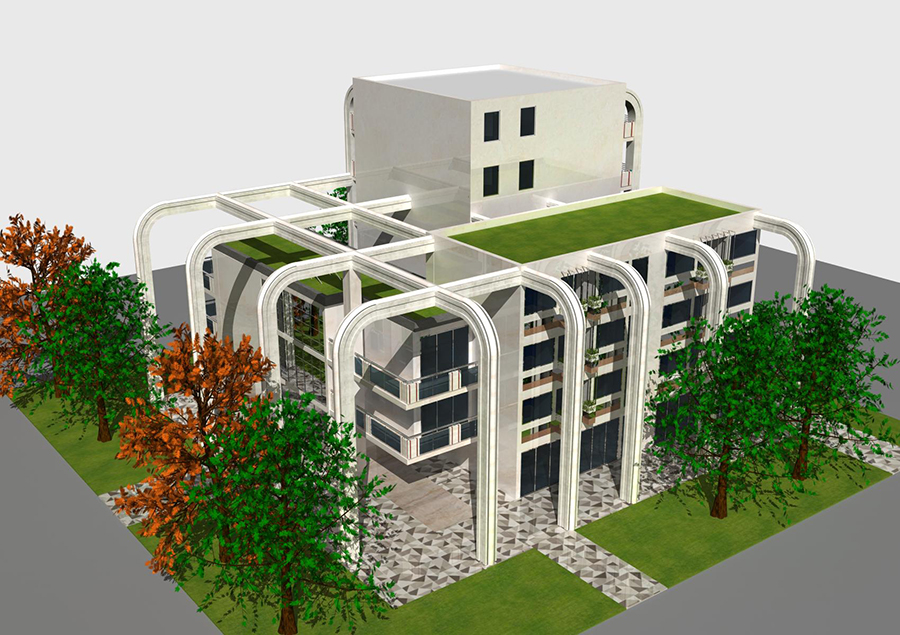 Design modern buildings with residences, offices and shops