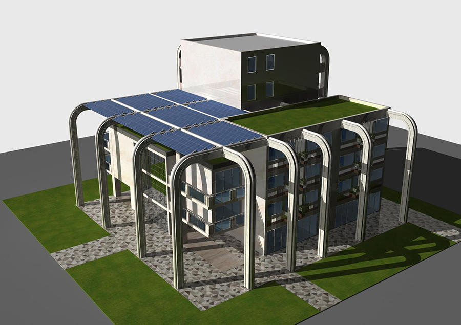 Design modern buildings with residences, offices and shops