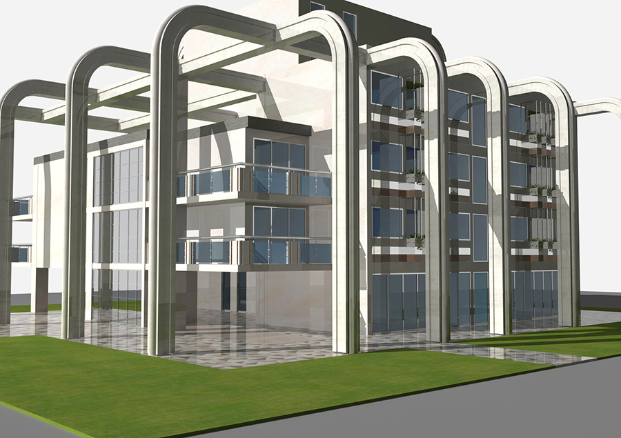 Design modern buildings with residences, offices and shops