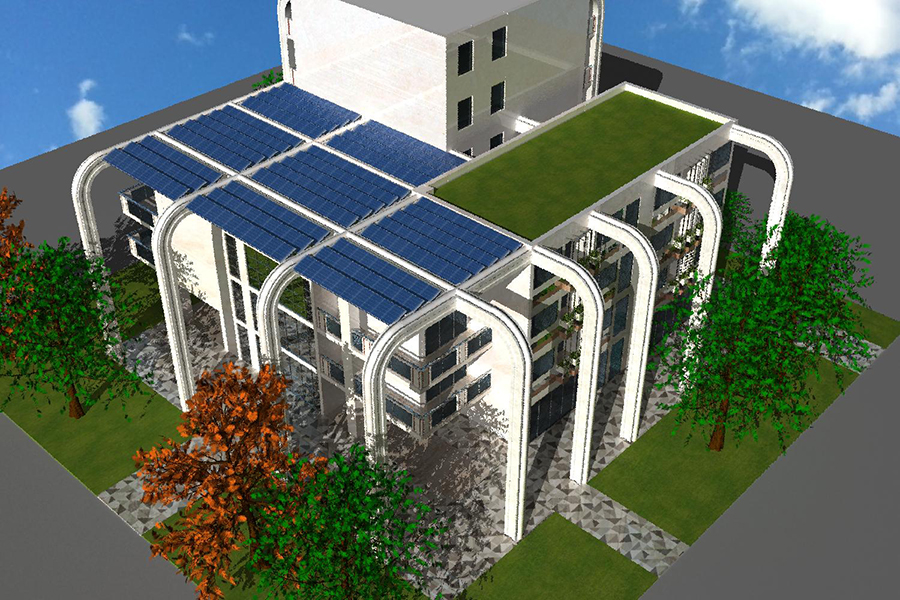 Design modern buildings with residences, offices and shops
