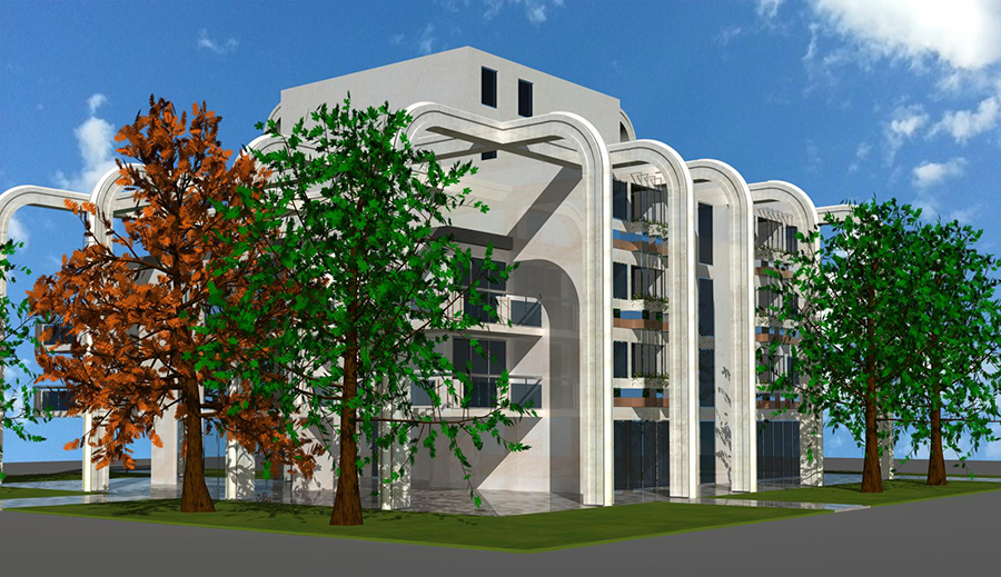 Design modern buildings with residences, offices and shops