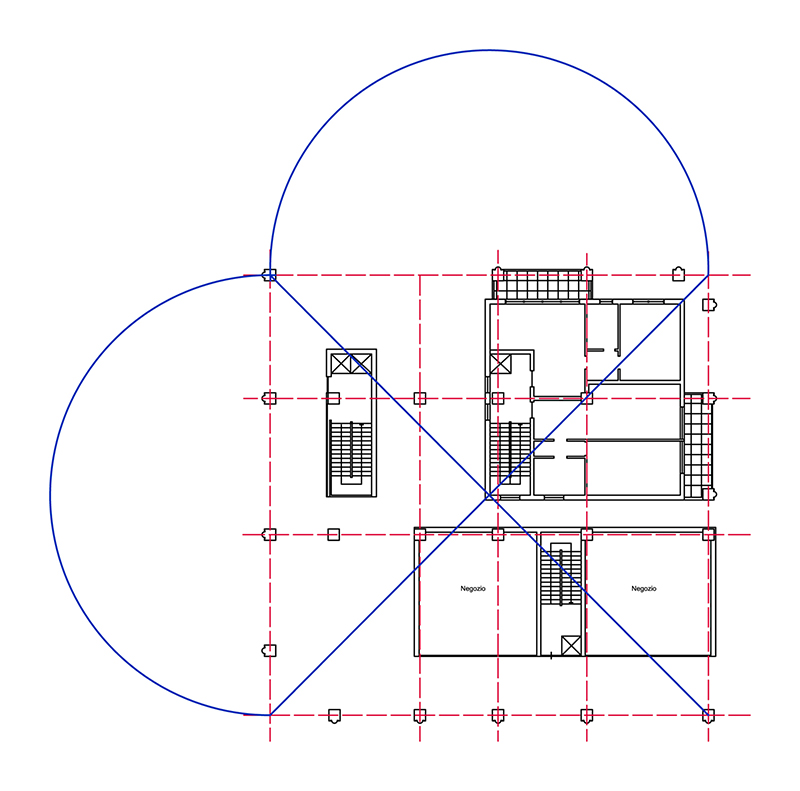Design modern buildings with residences, offices and shops - geometric pattern
