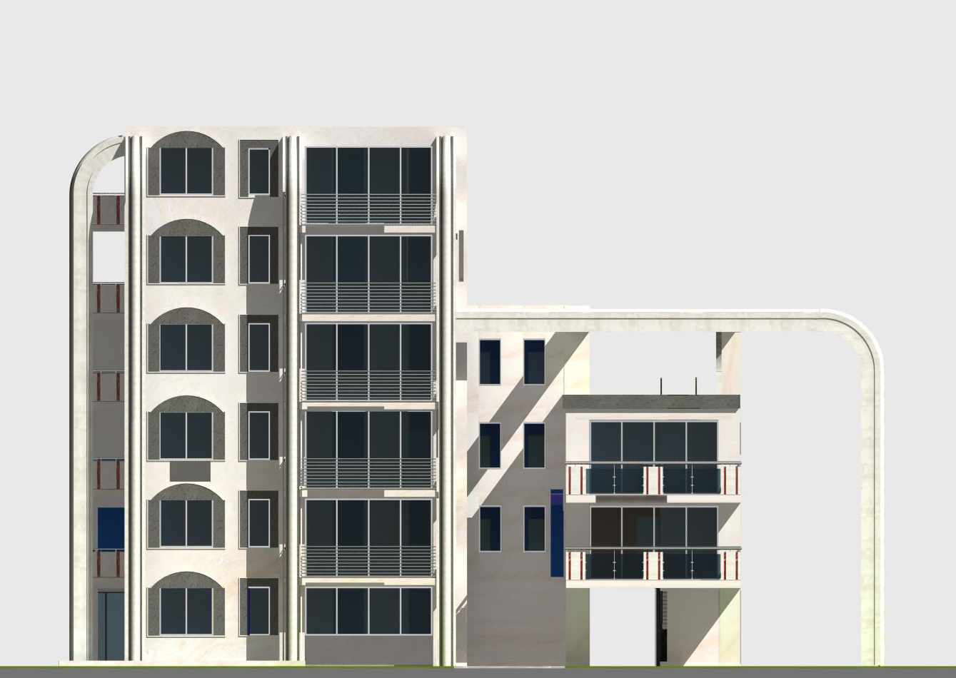 Progetto palazzine moderne con residenze, uffici e negozi.