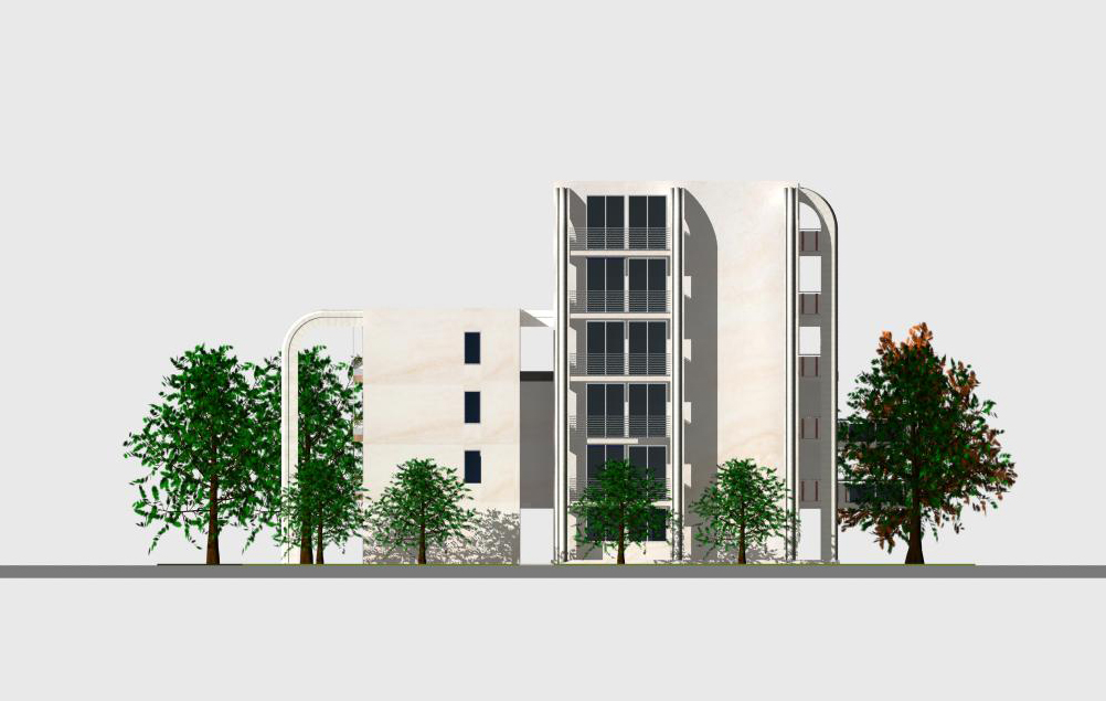 Progetto palazzine moderne con residenze, uffici e negozi.
