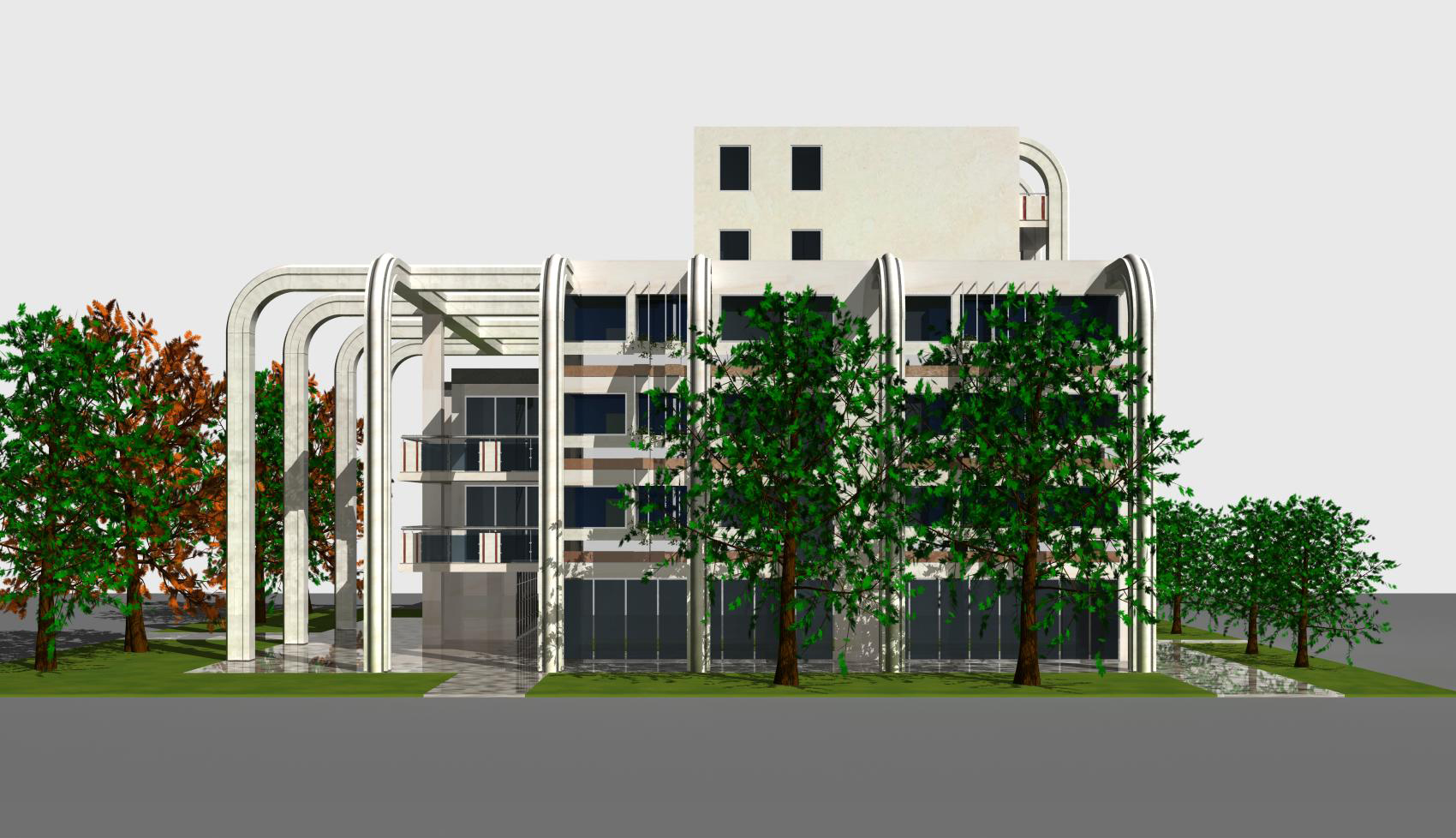 Progetto palazzine moderne con residenze, uffici e negozi.