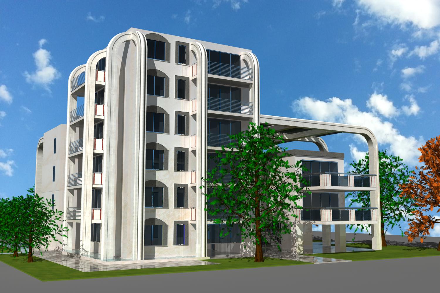Progetto palazzine moderne con residenze, uffici e negozi.