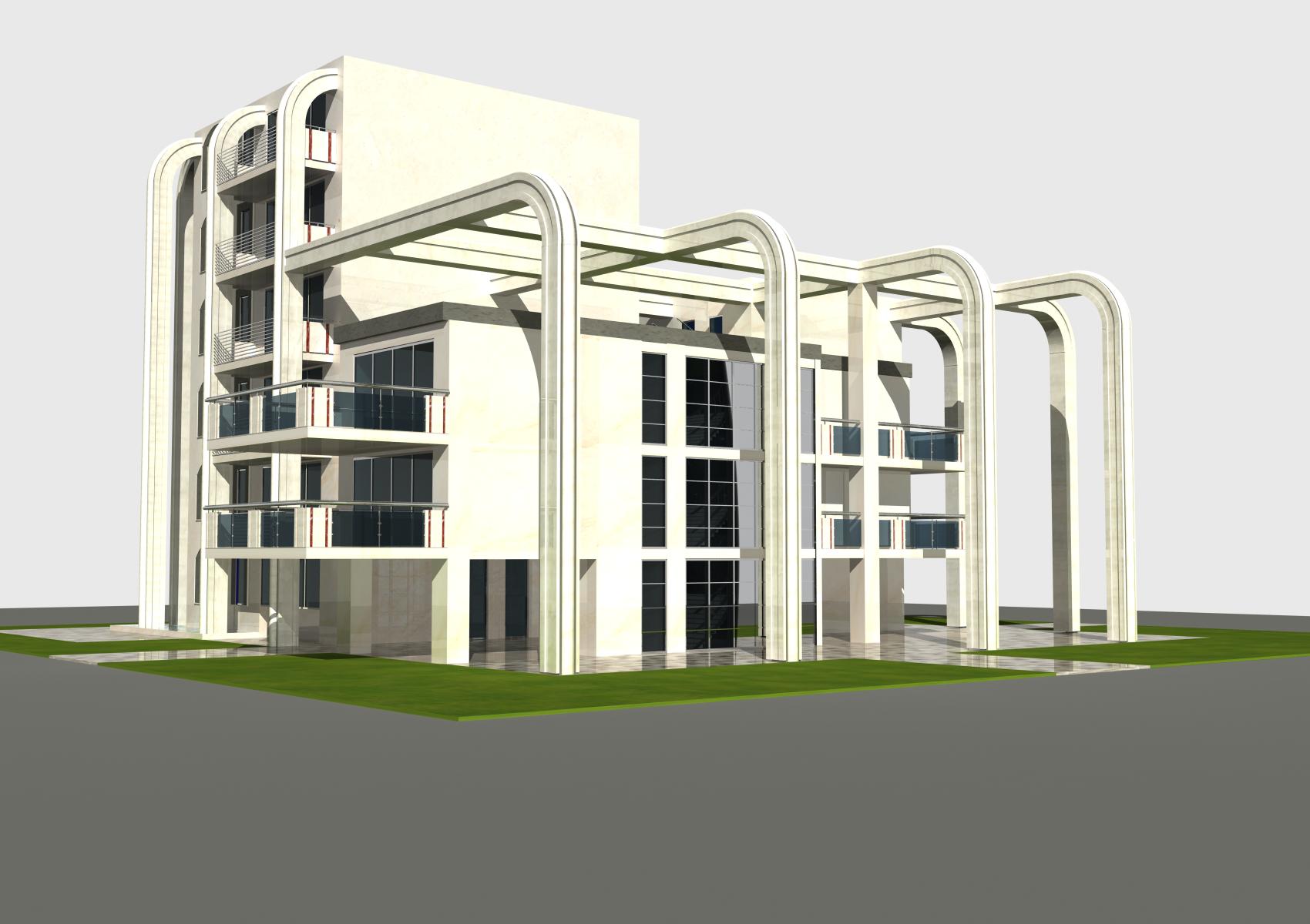 Progetto palazzine moderne con residenze, uffici e negozi.