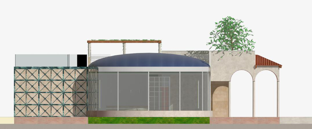 Progetto villa - Il prospetto con il soggiorno vetrato