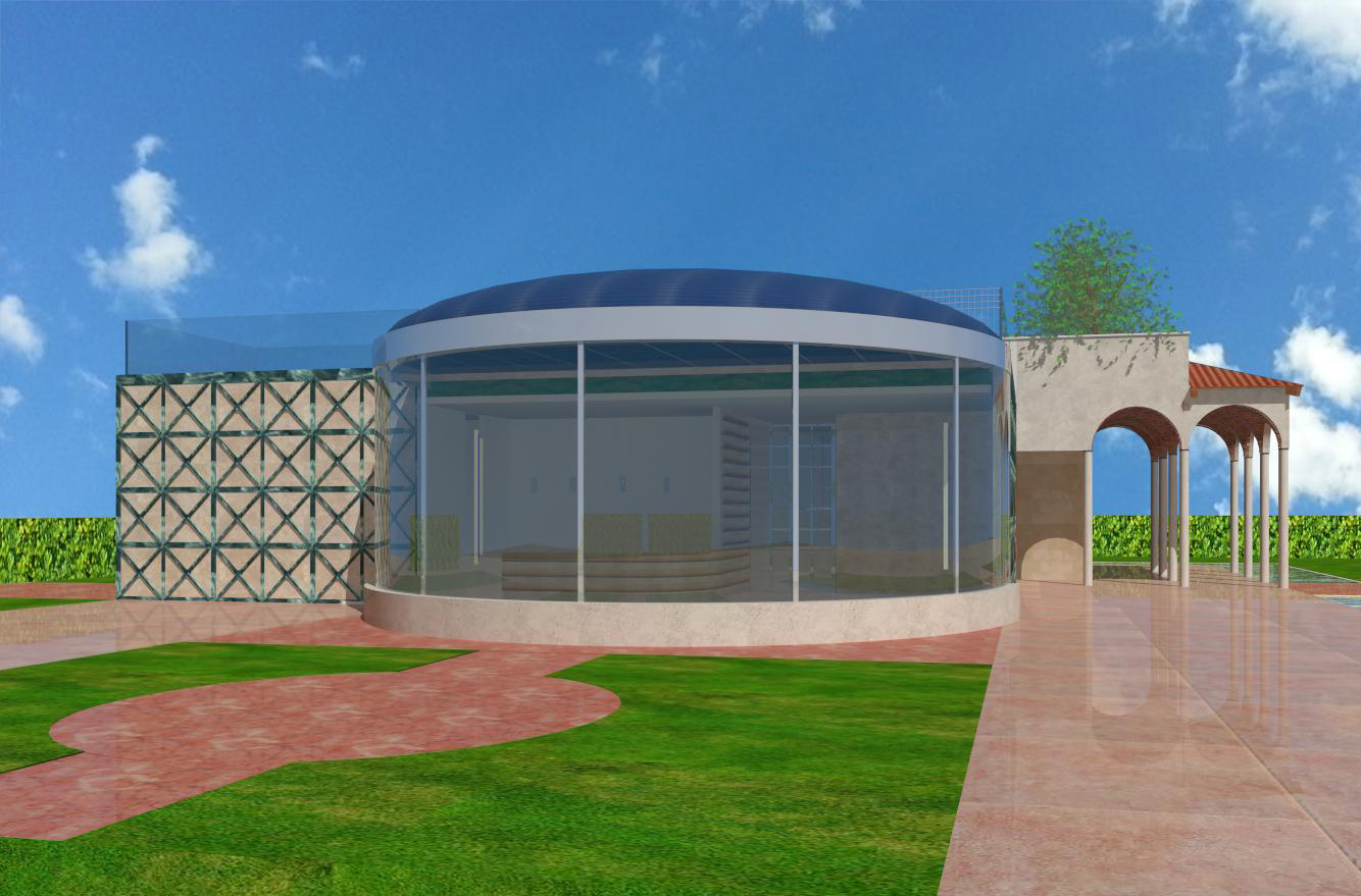 Progetto villa - Il prospetto con il soggiorno vetrato