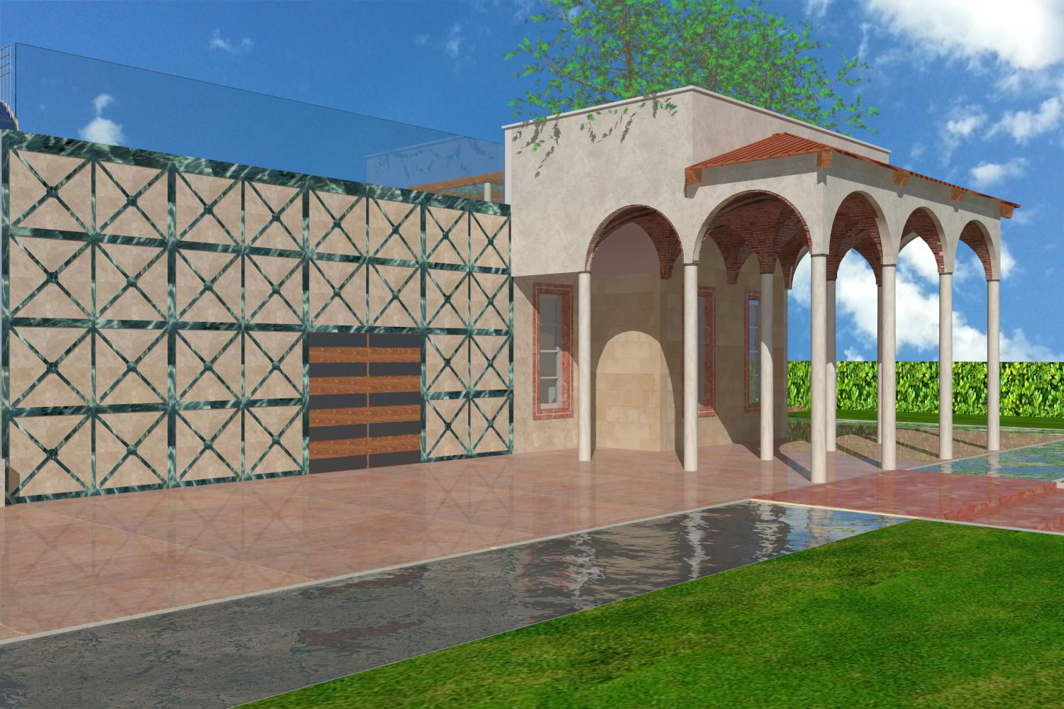 Design Villa - The loggia with the portico and the water