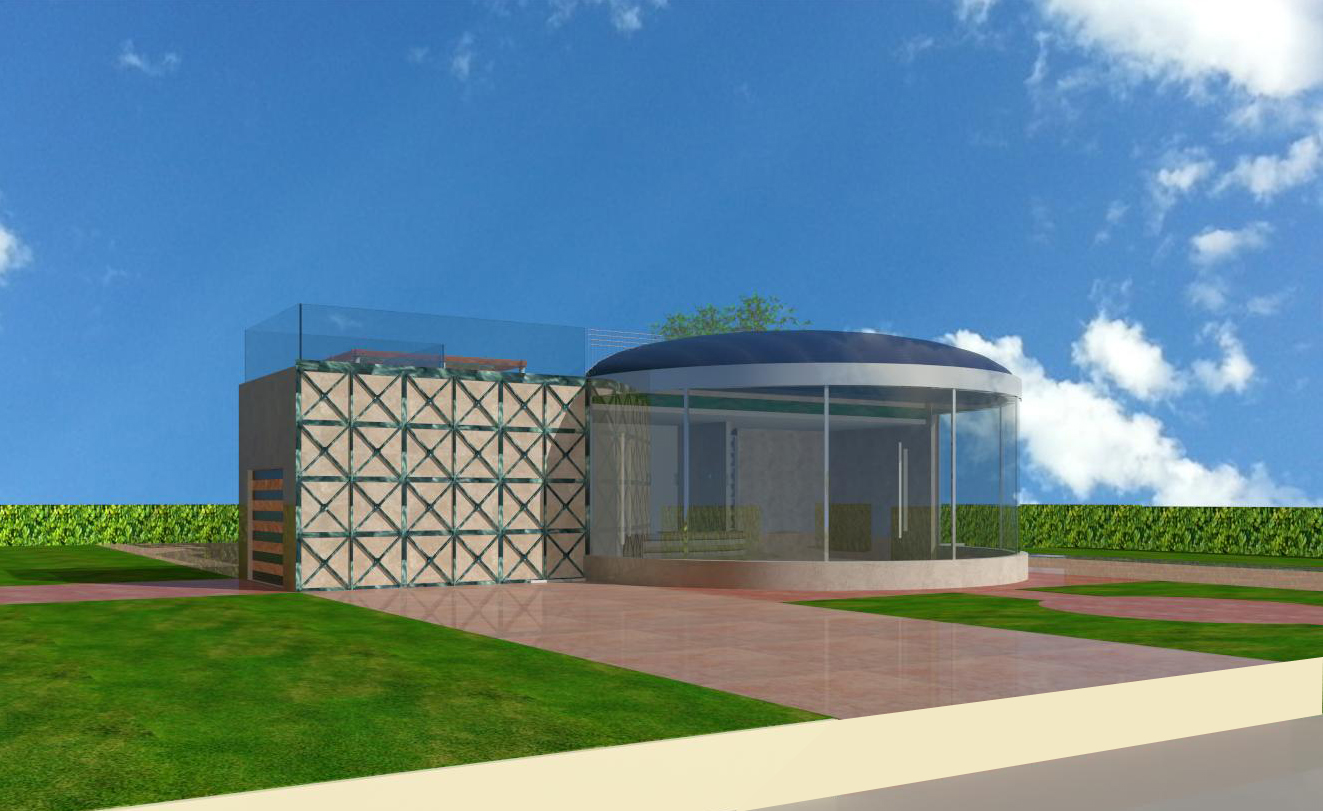 Progetto villa - Il prospetto con il soggiorno vetrato